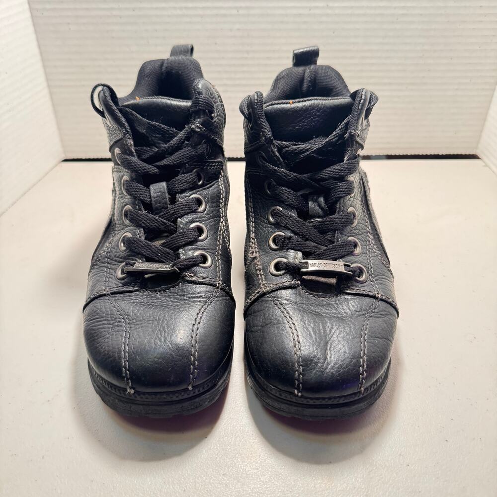 Harley Davidson W7 black leather ankle lace up boots #biker #goth #leather